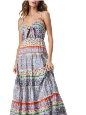 Alice + Olivia Minka Tie Front Maxi  Dress